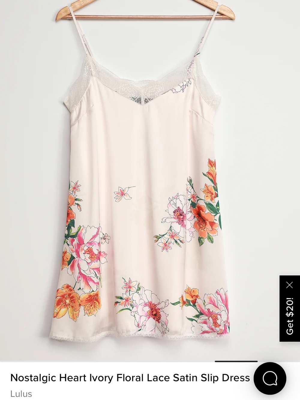 Lulus Nostalgic Heart Ivory Floral Lace Satin Slip Dress White - Size L